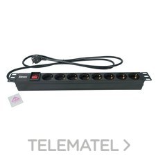 TELEVES - Regleta 8 enchufes schuko 16A para rack 19" 1U negro